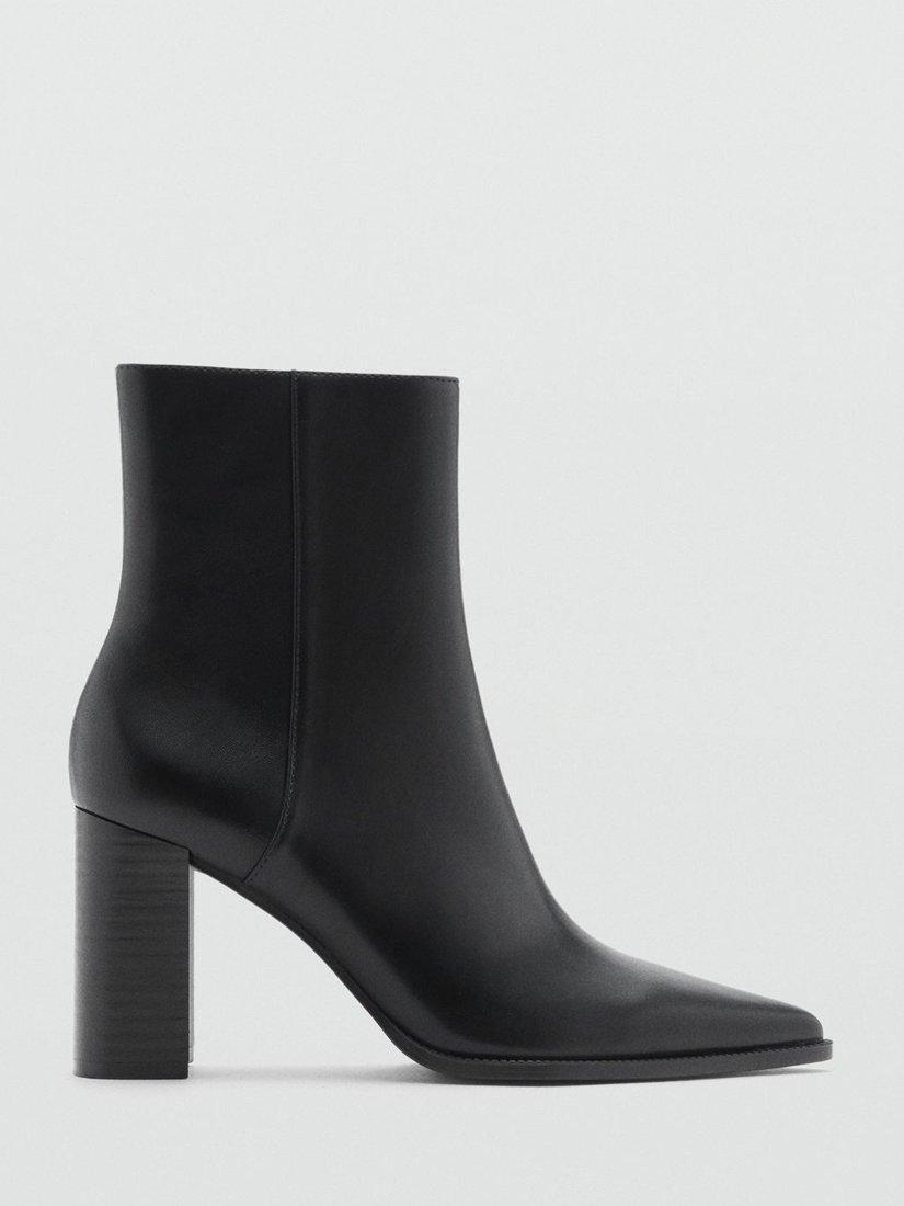 Mango Nomi Block Heel Ankle Boots, Black