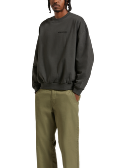 Brixton Embroidered Heavyweight Oversized Crew Sweatshirt, Washed Black, Washed Black