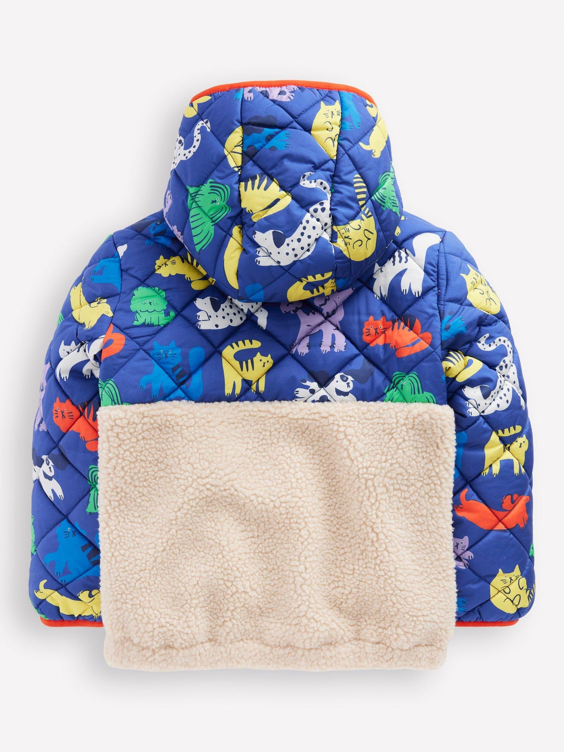 Product image 2 of 5, which shows Mini Boden Kids' Borg Mix Jacket, Rainbow Pets, 10-11 years