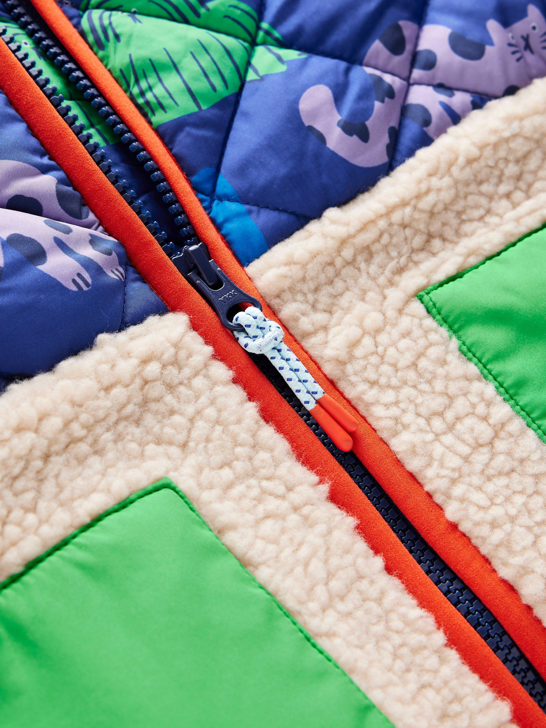 Product image 3 of 5, which shows Mini Boden Kids' Borg Mix Jacket, Rainbow Pets, 10-11 years