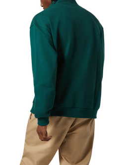 Brixton Embroidered Heavyweight Half Zip Jumper, Deep Emerald - view 2, Deep Emerald