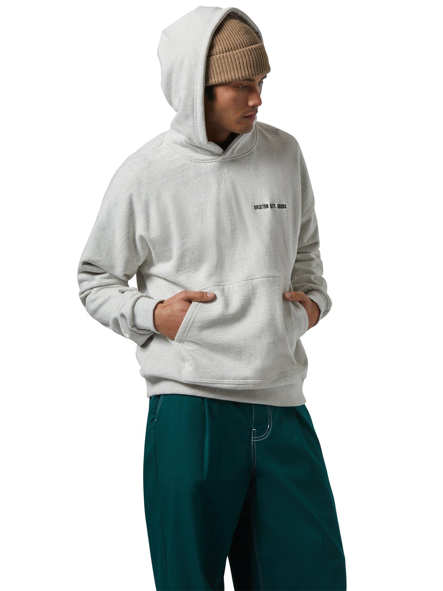Product image 7 of 7, which shows Brixton Embroidered Heavyweight Oversized Hoodie, Heather Grey Ash, S