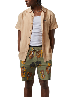 Brixton Charter Organic Cotton Short Sleeve Woven Shirt, Hazelnut, Hazelnut