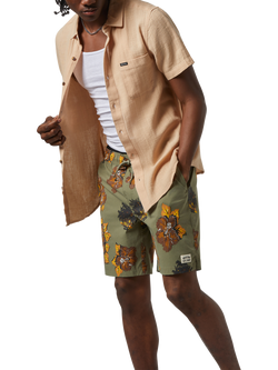 Brixton Charter Organic Cotton Short Sleeve Woven Shirt, Hazelnut - view 2, Hazelnut