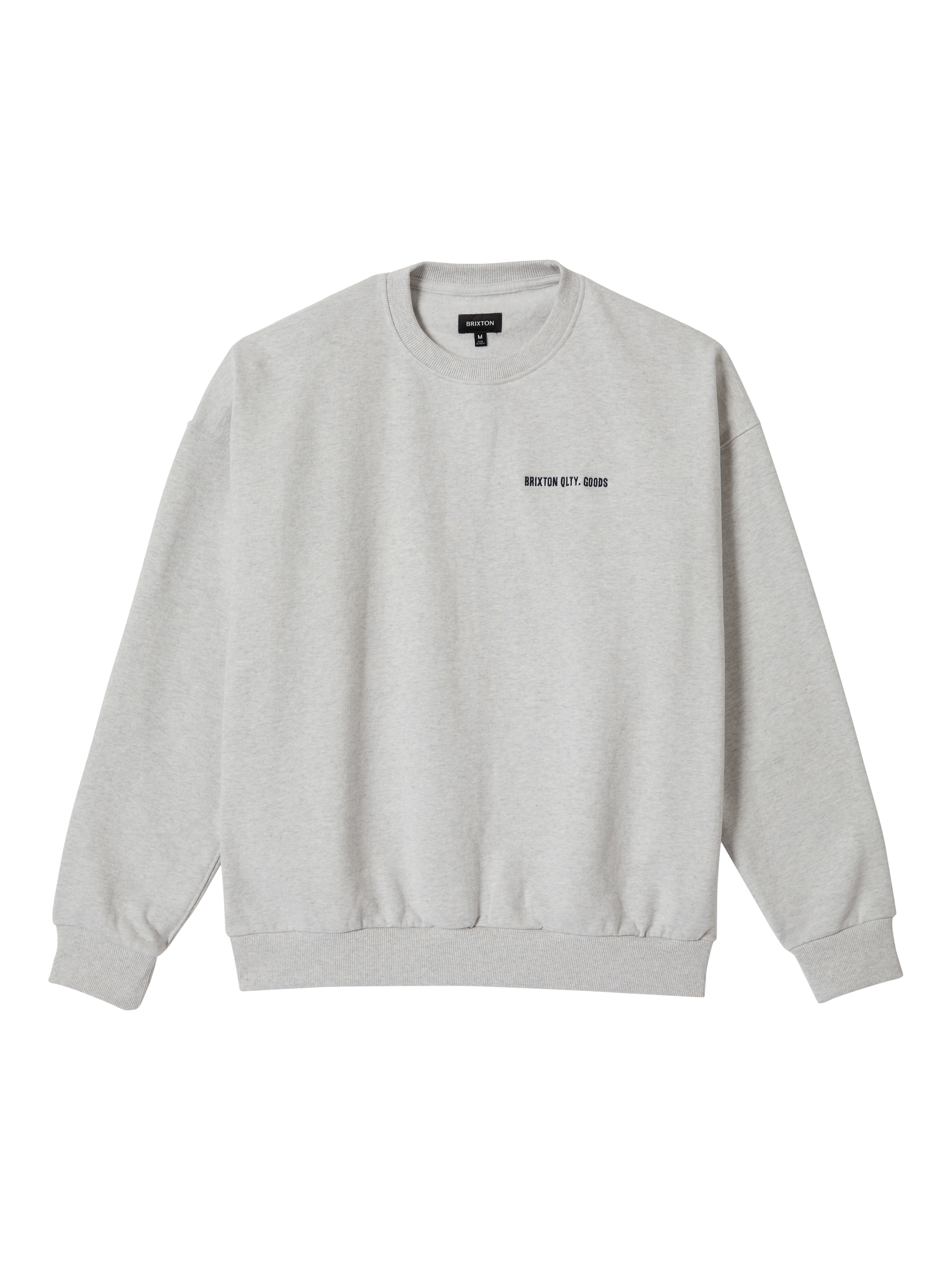 Product image 1 of 5, which shows Brixton Embroidered Heavyweight Oversized Crew Sweatshirt, Heather Grey Ash, S