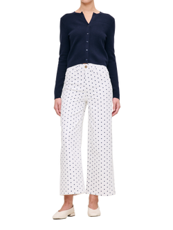 DL1961 Hepburn High Rise Wide Leg Polka Dot Cropped Jeans, White/Black, White/Black