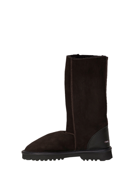 Celtic & Co. Aqualamb Sheepskin Calf Boots, Darkest Brown - view 2, Darkest Brown