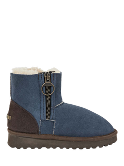 Celtic & Co. Aviator Sheepskin Shortie Ankle Boots, Blue Iris