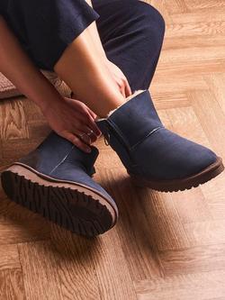 Celtic & Co. Aviator Sheepskin Shortie Ankle Boots - view 2, Blue Iris