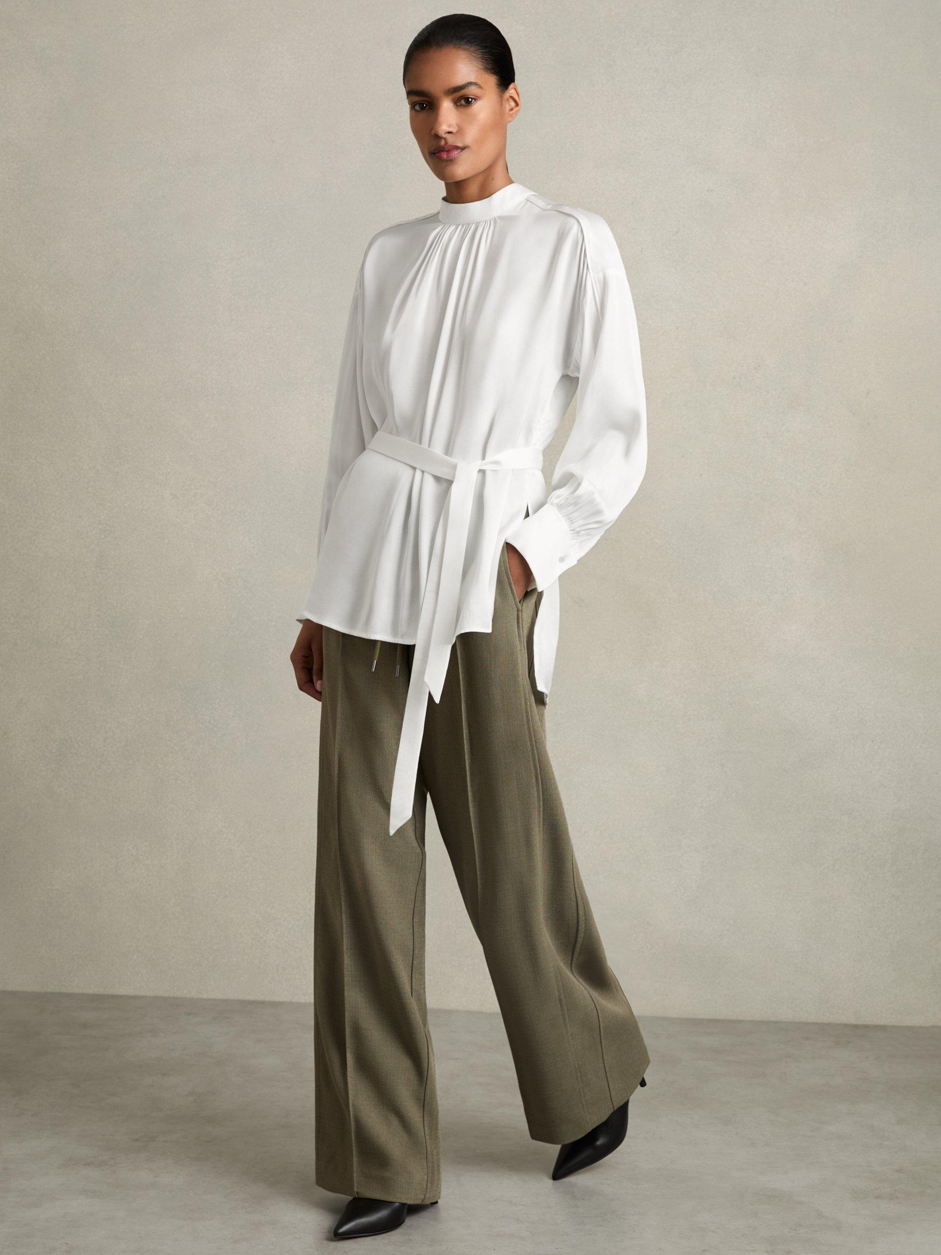 Reiss Lina Long Sleeve Top, Ivory
