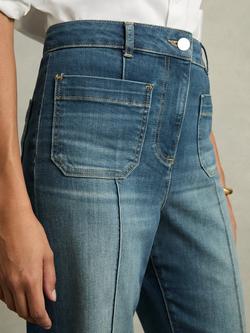 Reiss Petite Sakura Patch Pocket Flared Trousers - view 2, Mid Blue