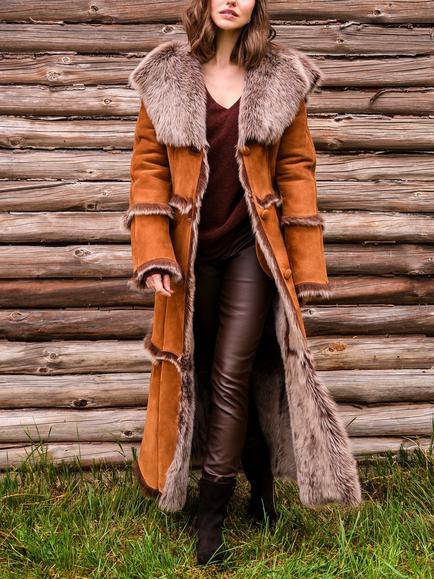 Celtic & Co. Hooded Toscana Sheepskin Coat, Honey