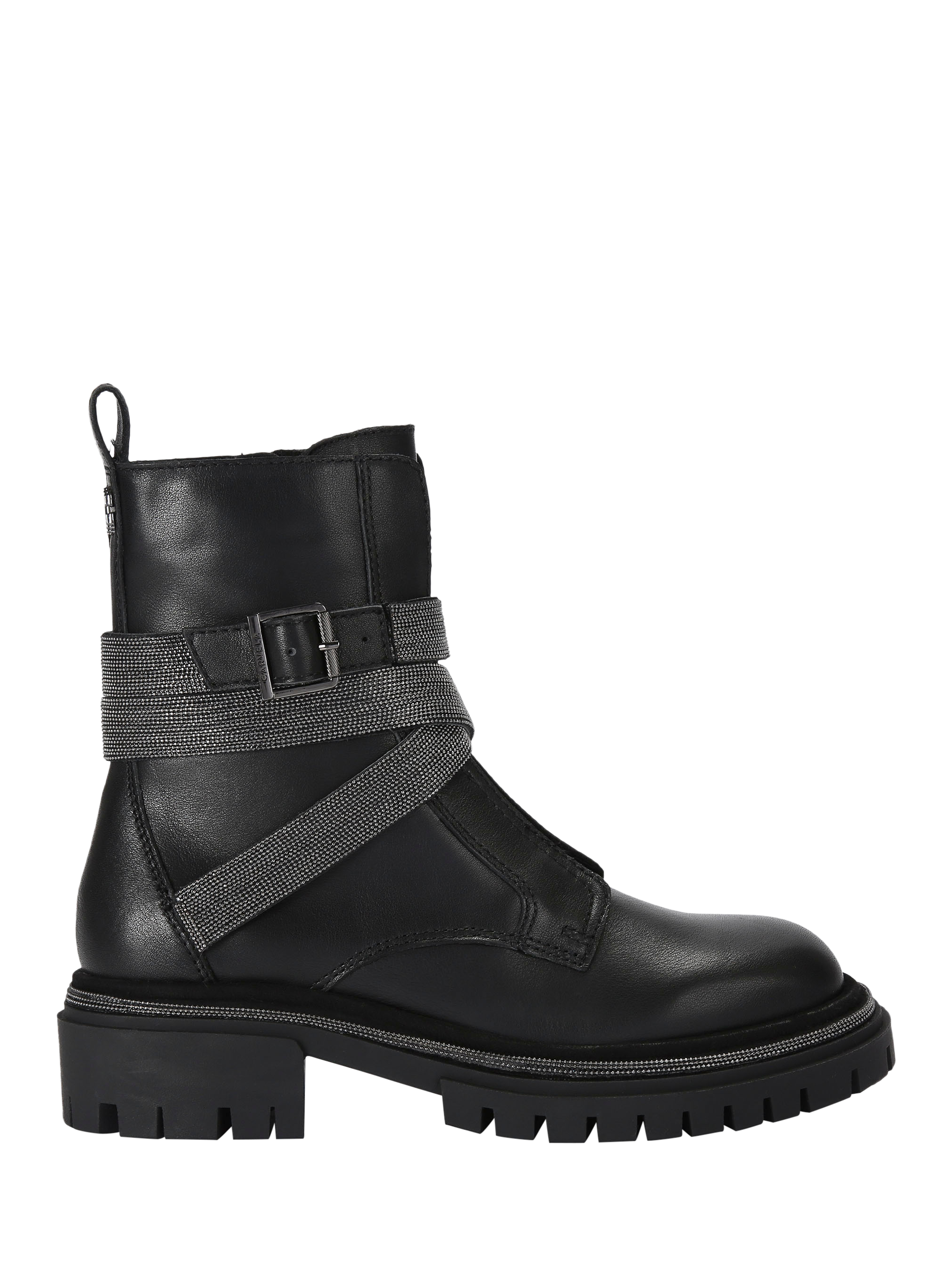 Carvela Emblaze Leather Chunky Biker Boots, Black