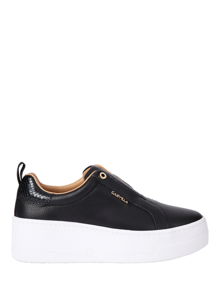 Carvela Connected Leather Chunky Laceless Trainers, Black, Black