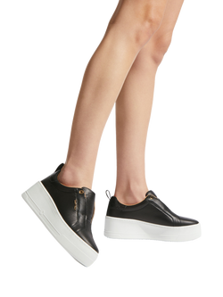 Carvela Connected Leather Chunky Laceless Trainers, Black - view 2, Black