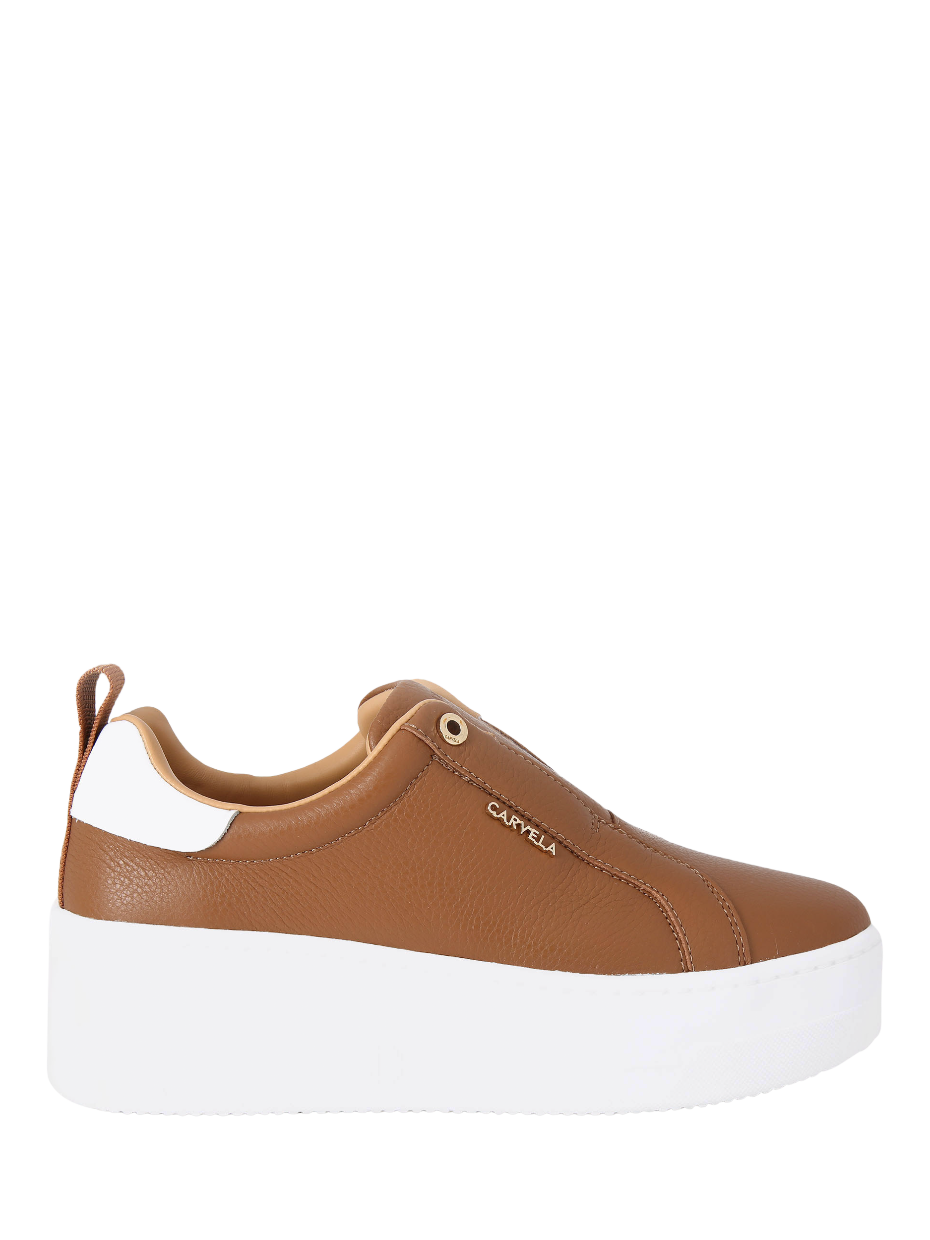 Carvela Connected Leather Platform Trainers, Brown Tan