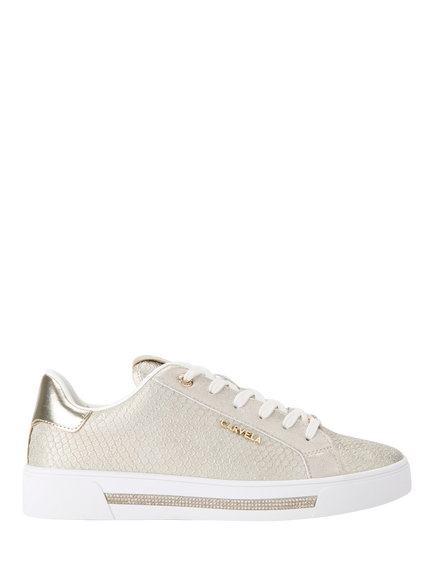 Carvela Diamond Metallic Leather Trainers, Gold, Gold
