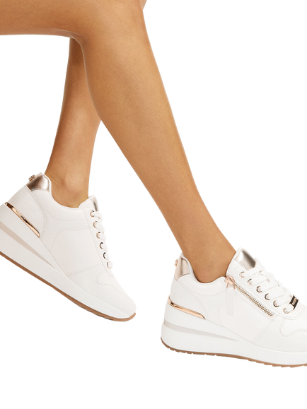 Carvela High Rise Zip Wedge Trainers, White - view 2, White