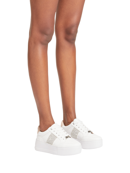 Carvela Jive Embellished Chunky Trainers, White - view 2, White