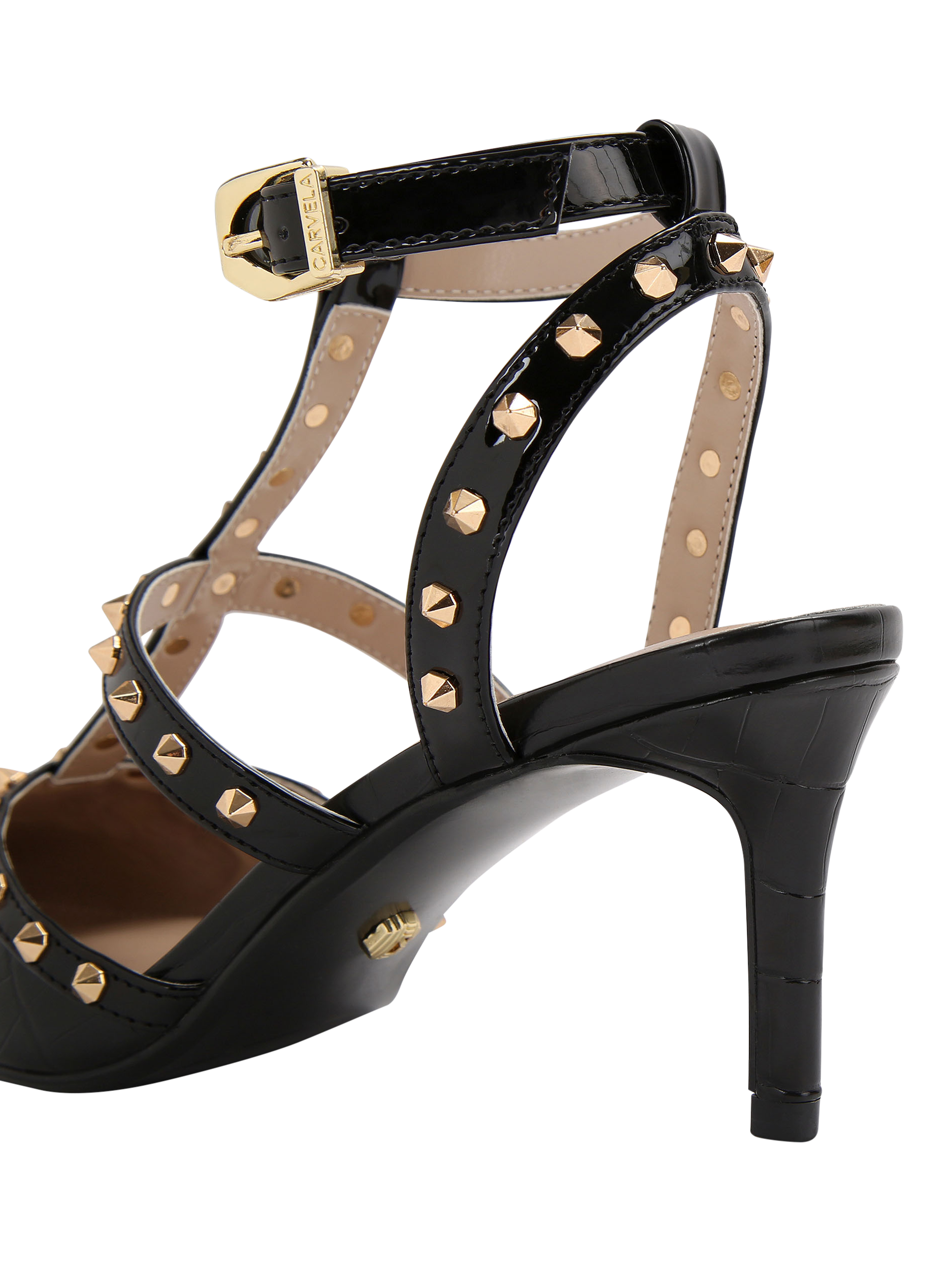 Product image 4 of 5, which shows Carvela Samba Studded Stiletto Heel Court Shoes, Black, 2