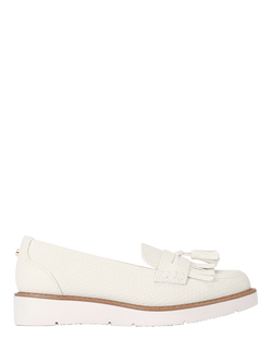 Carvela Sky Tassel Snake-Effect Slip-On Loafers, Putty