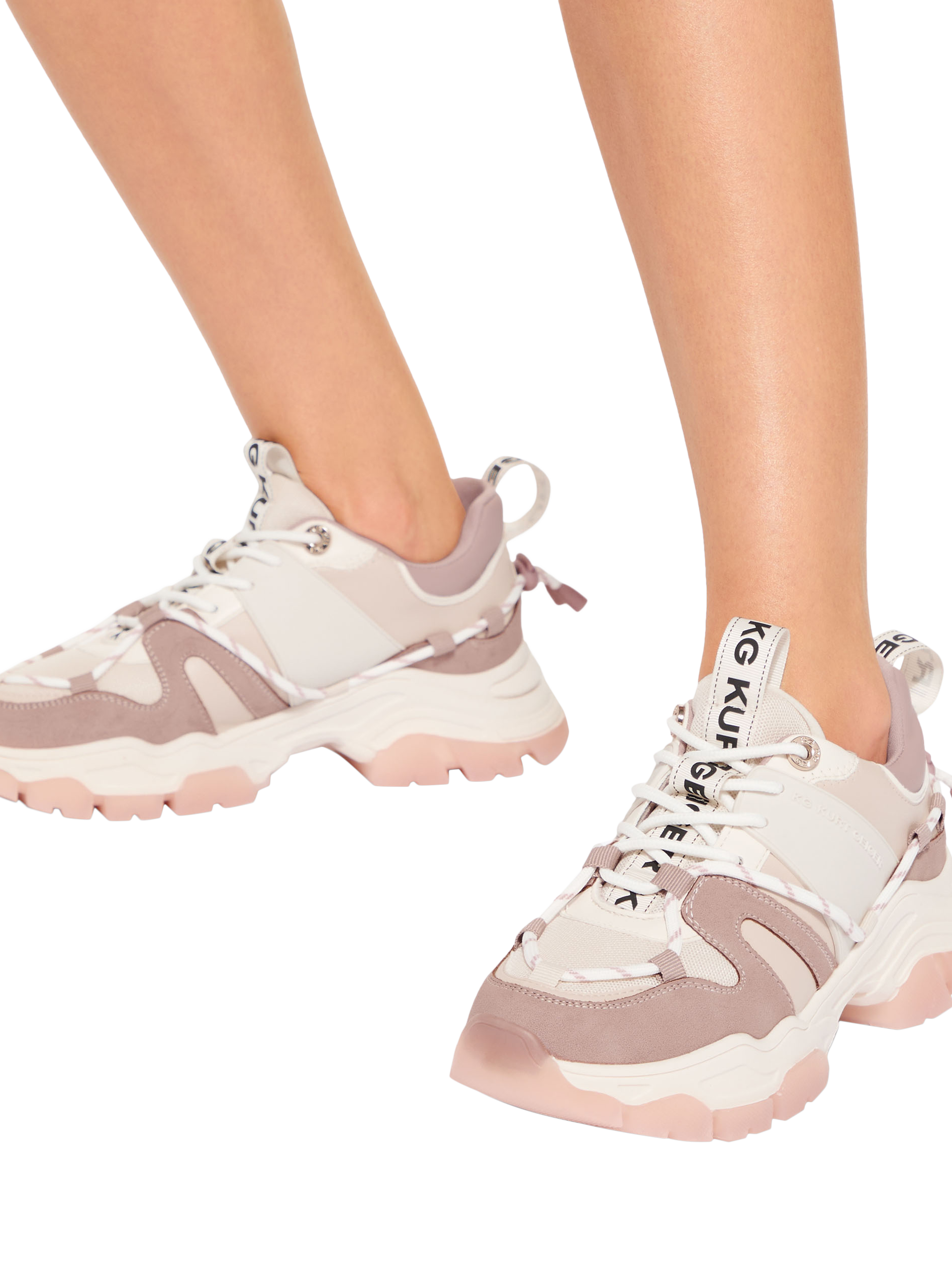 Product image 2 of 5, which shows KG Kurt Geiger Limitless Lace Up Trainers, Pink/Multi, 3