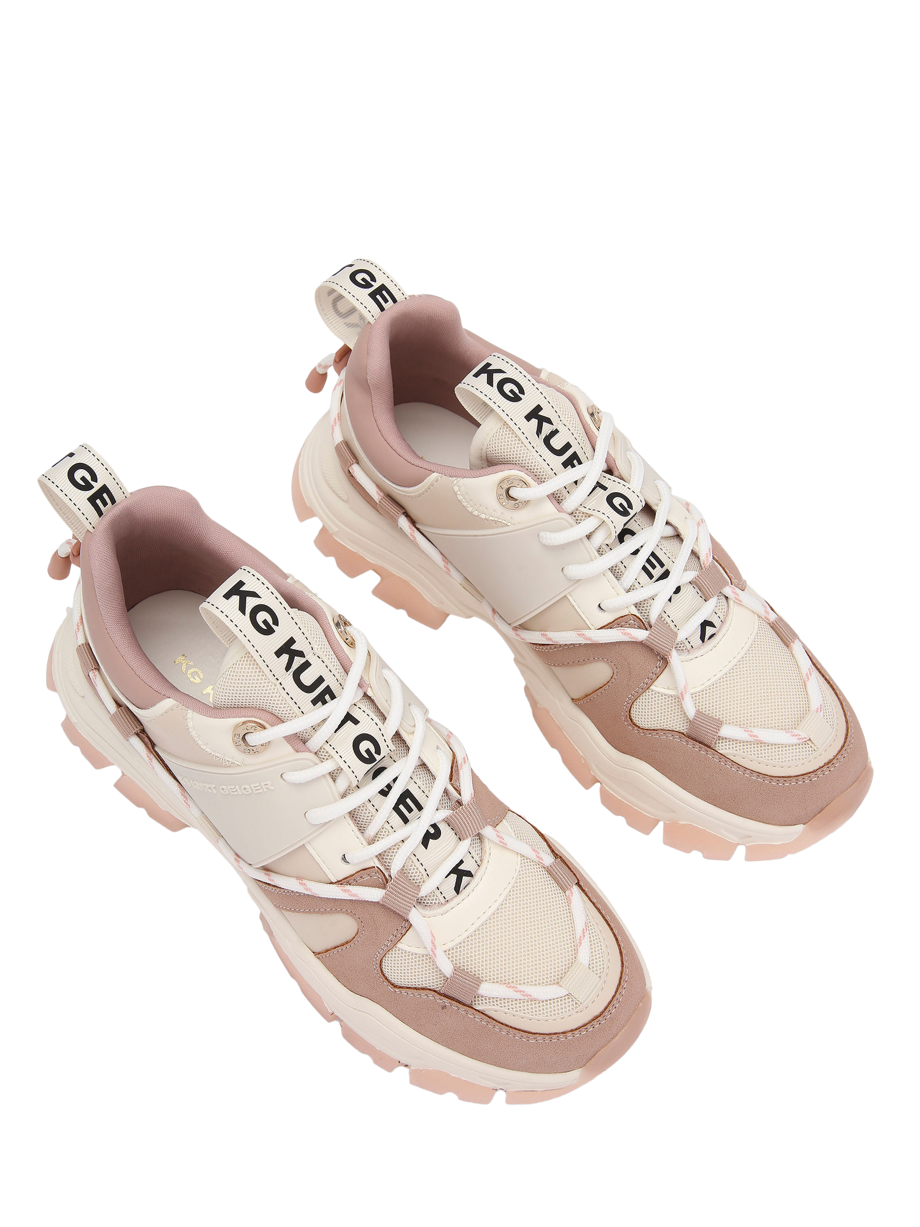 Product image 3 of 5, which shows KG Kurt Geiger Limitless Lace Up Trainers, Pink/Multi, 3
