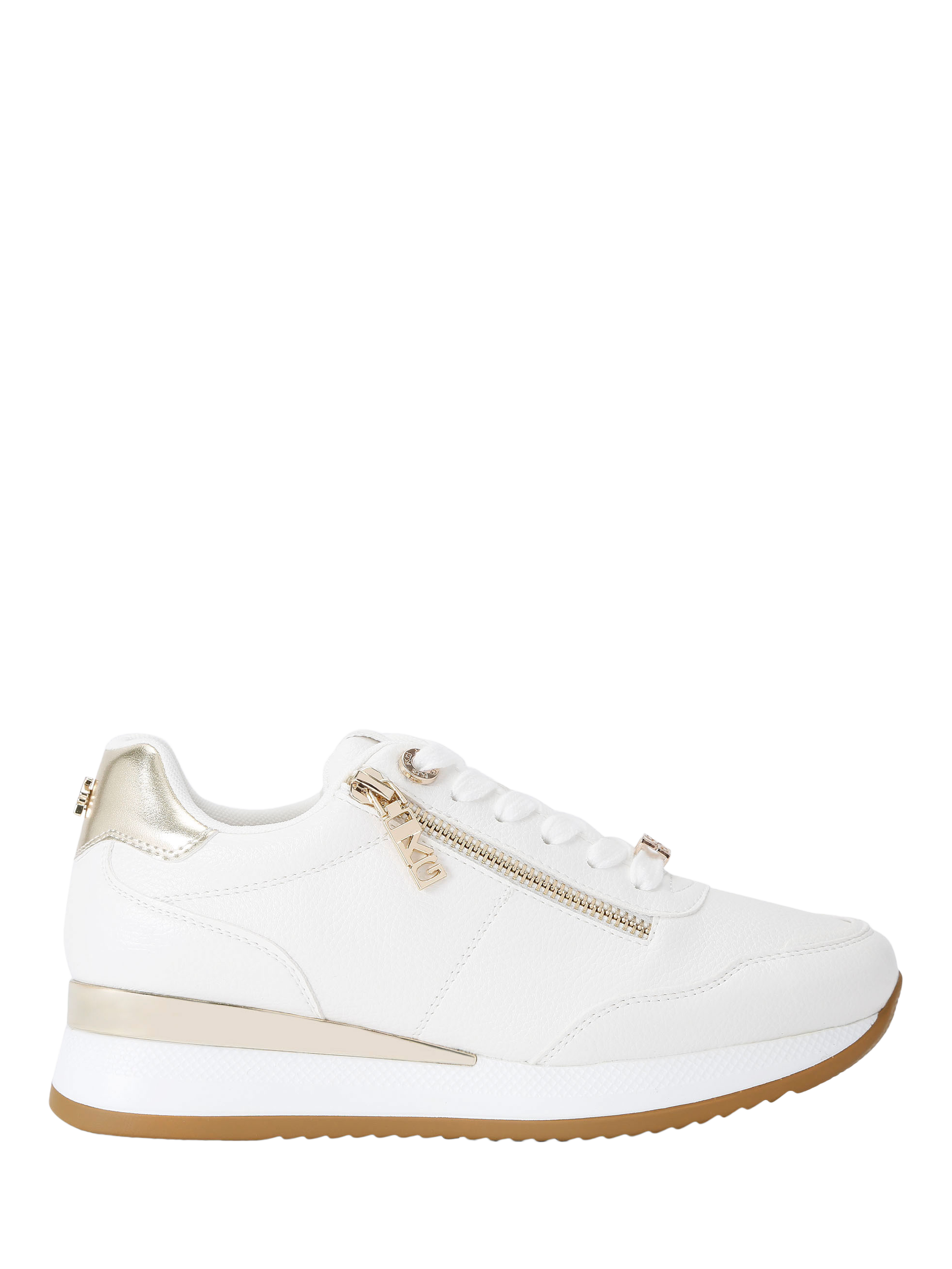 Product image 1 of 5, which shows KG Kurt Geiger Lina Zip Lace Up Trainers, White, 3