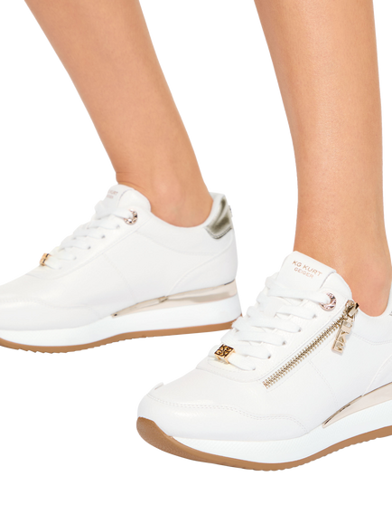 KG Kurt Geiger Lina Zip Lace Up Trainers, White - view 2, White