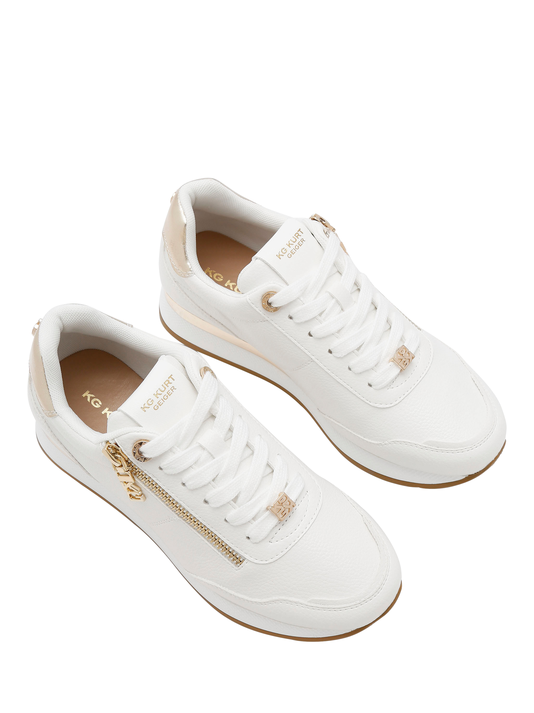 Product image 3 of 5, which shows KG Kurt Geiger Lina Zip Lace Up Trainers, White, 3