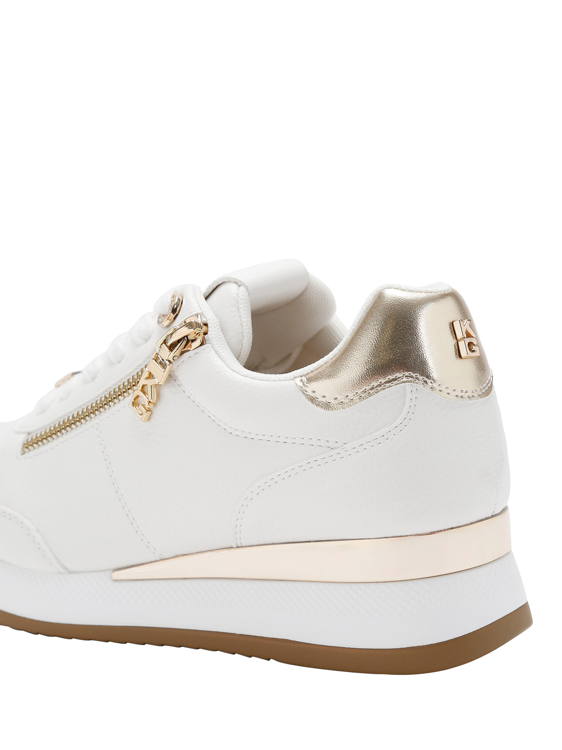 Product image 4 of 5, which shows KG Kurt Geiger Lina Zip Lace Up Trainers, White, 3