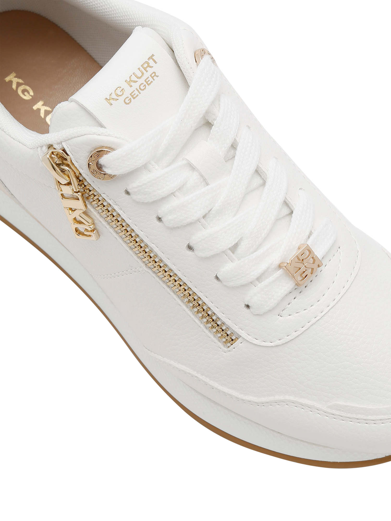 Product image 5 of 5, which shows KG Kurt Geiger Lina Zip Lace Up Trainers, White, 3