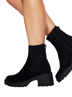 KG Kurt Geiger Tess Suede Block Heel Ankle Boots, Black - view 2, Black