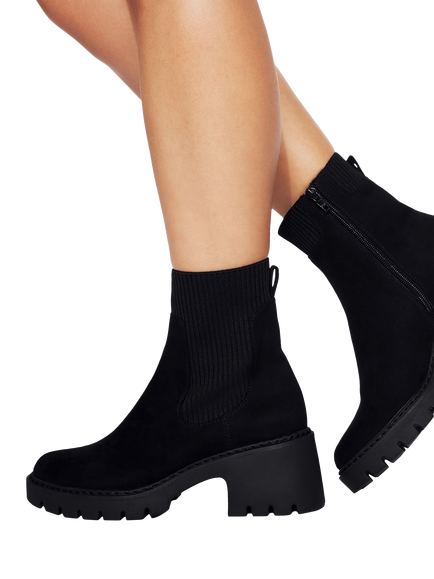 KG Kurt Geiger Tess Suede Block Heel Ankle Boots, Black - view 2, Black
