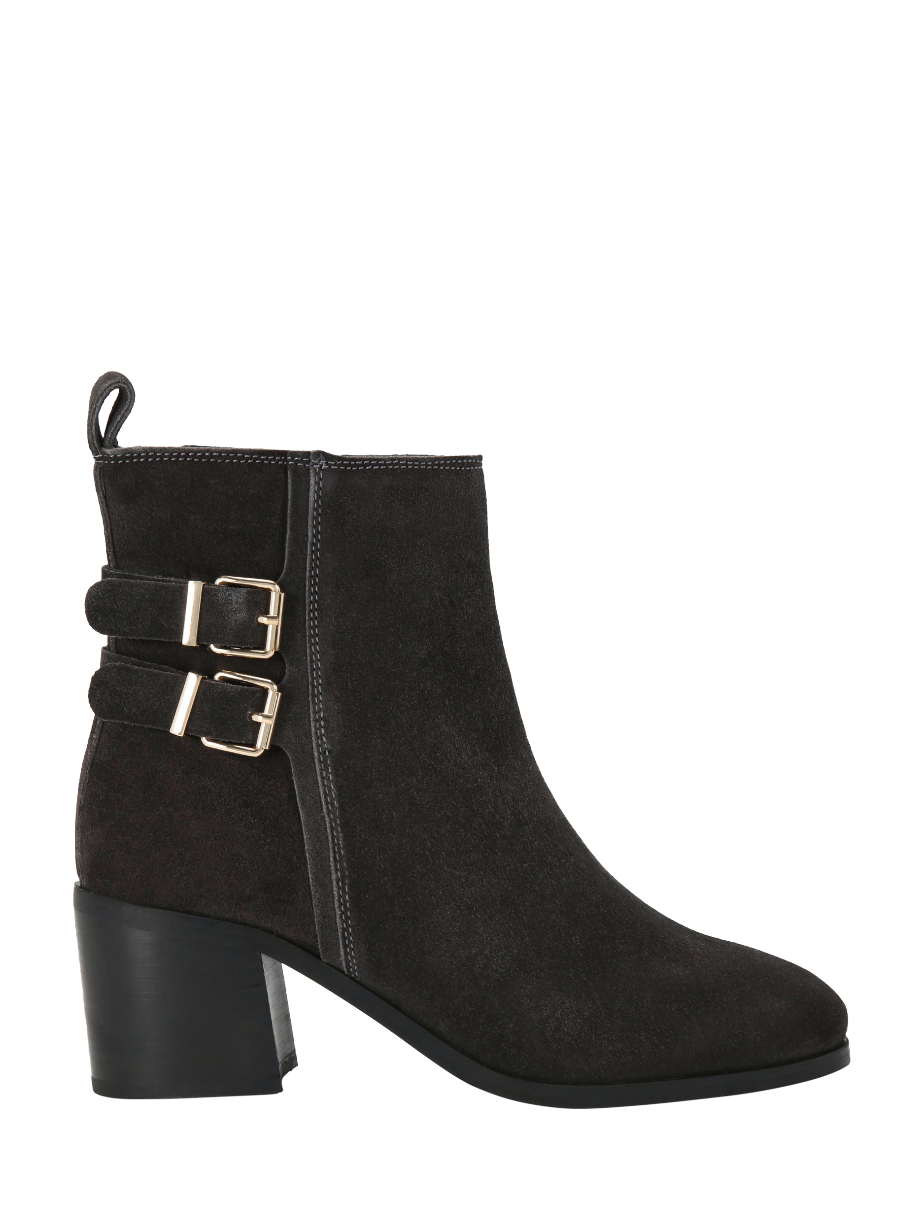 Product image 1 of 5, which shows KG Kurt Geiger Tanya Suede Buckle Ankle Boots, Grey Mid, 3