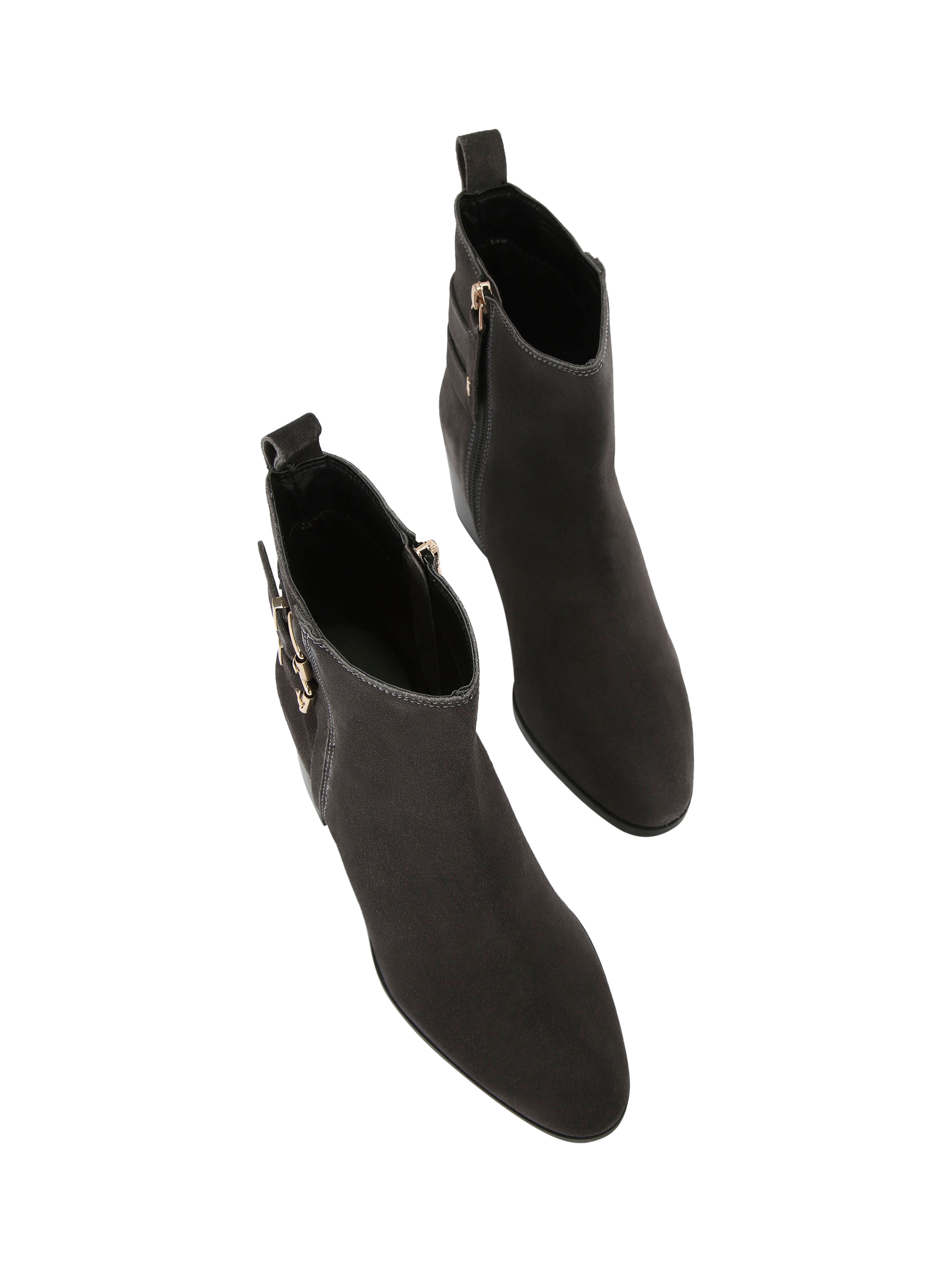 Product image 3 of 5, which shows KG Kurt Geiger Tanya Suede Buckle Ankle Boots, Grey Mid, 3