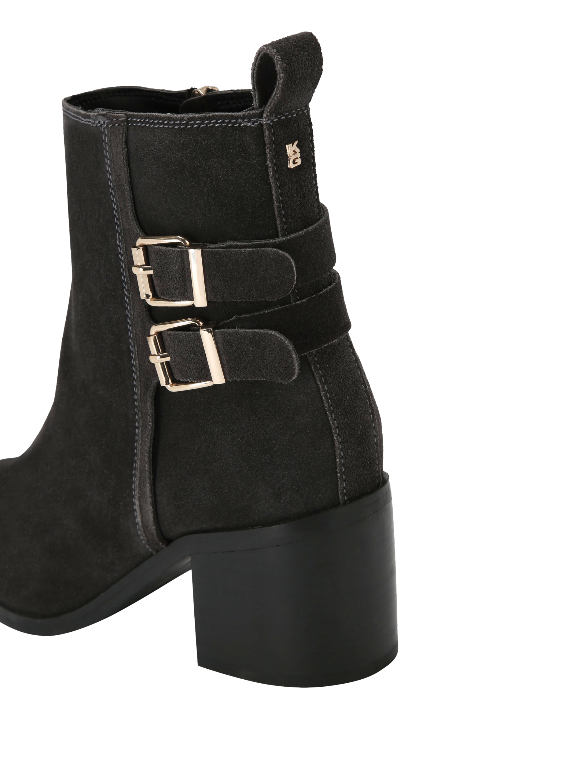 Product image 4 of 5, which shows KG Kurt Geiger Tanya Suede Buckle Ankle Boots, Grey Mid, 3