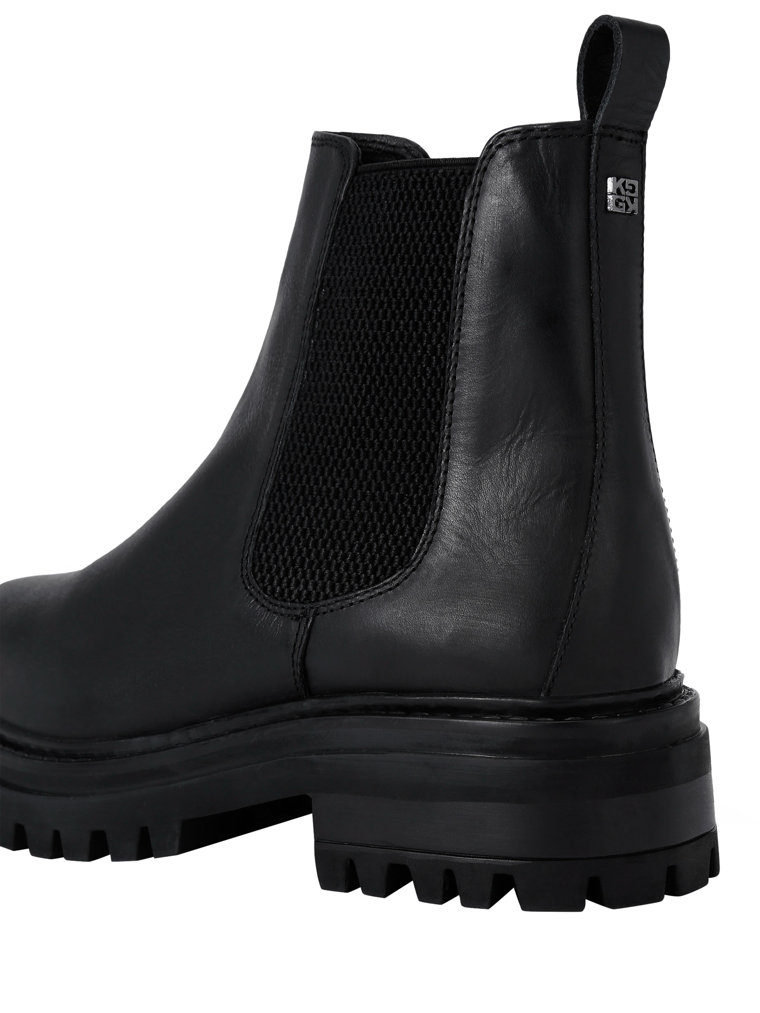 Product image 4 of 5, which shows KG Kurt Geiger Teddy Leather Chelsea Boots, Black, 3