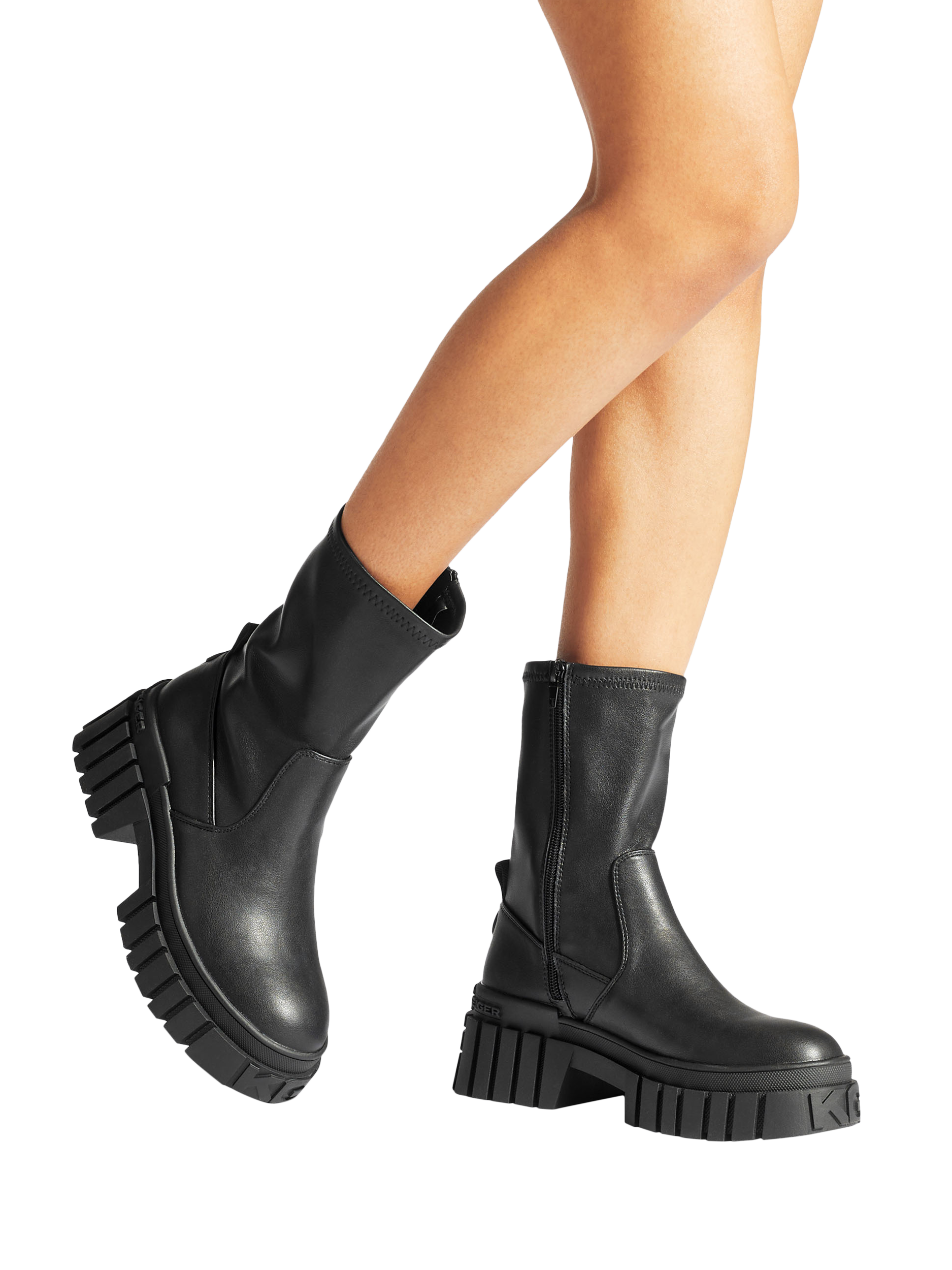 Product image 2 of 5, which shows KG Kurt Geiger Tegan Chunky Sock Ankle Boots, Black, 3