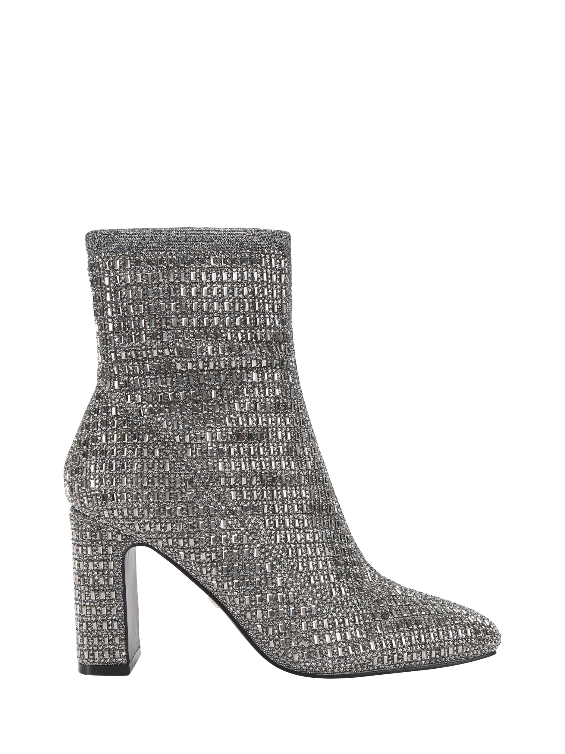 KG Kurt Geiger Titan Gem Embellished Pointed Ankle Boots, Grey Pewter