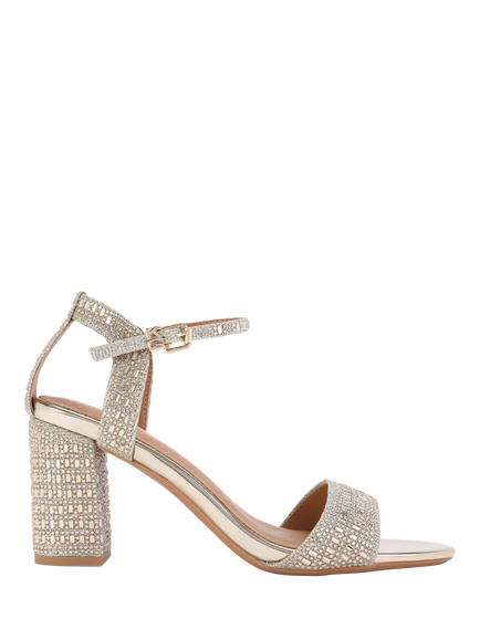 KG Kurt Geiger Fleur Bling2 Heeled Sandals, Gold, Gold