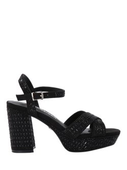 KG Kurt Geiger Fleur Platform Bling Block Heel Sandals, Black, Black