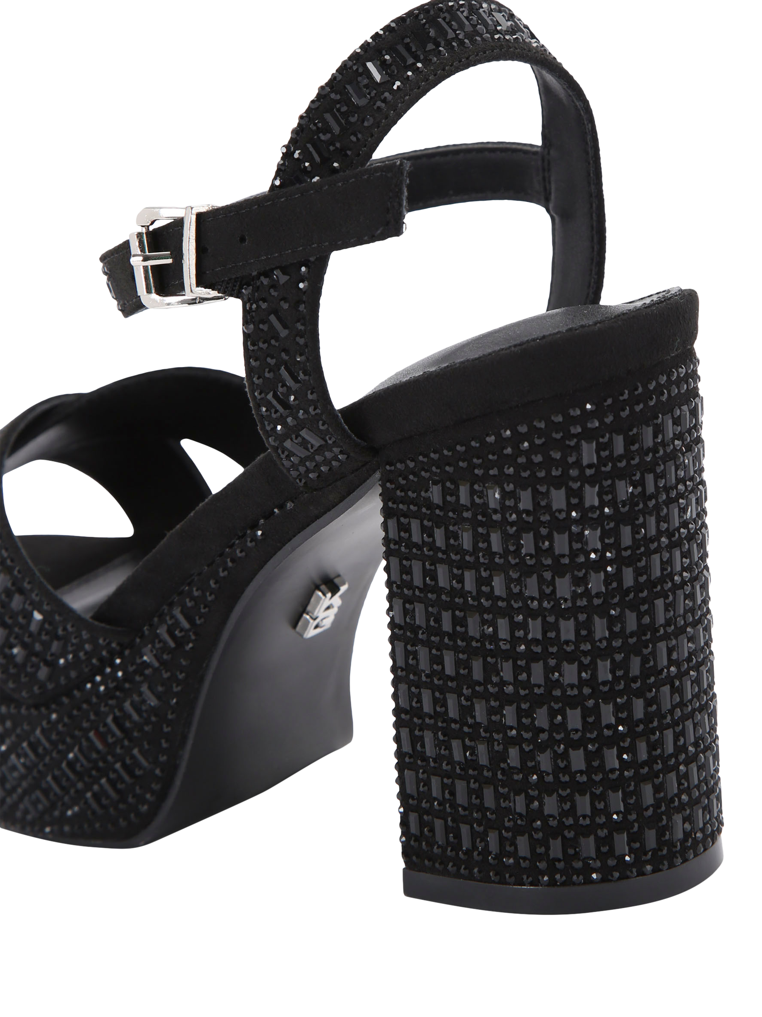Product image 4 of 5, which shows KG Kurt Geiger Fleur Platform Bling Block Heel Sandals, Black, 3