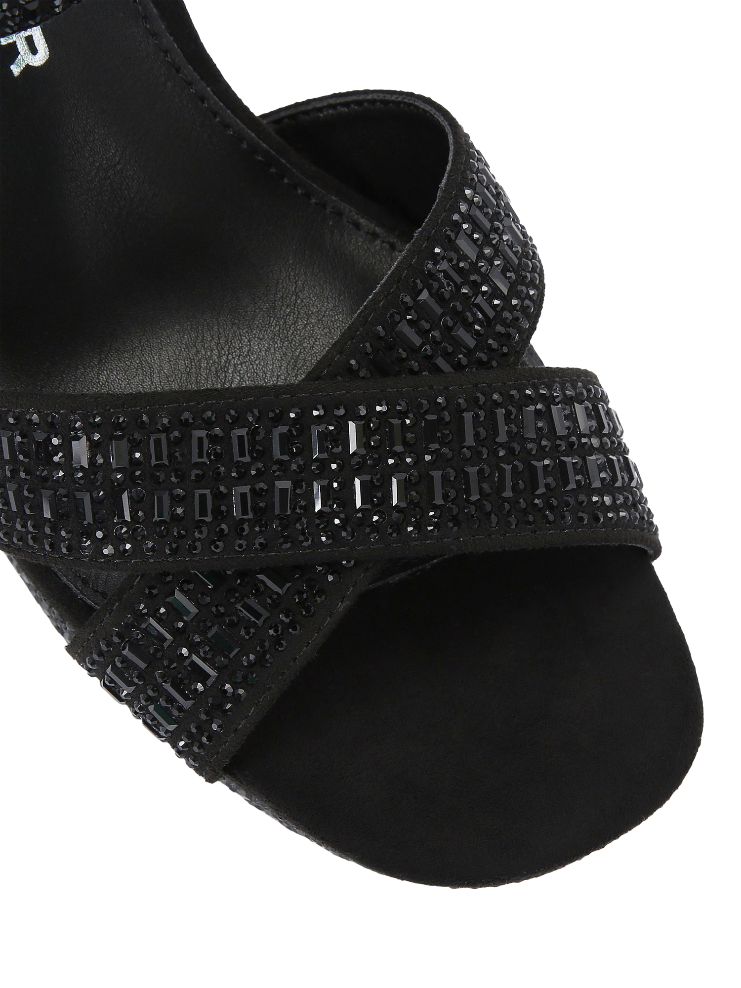 Product image 5 of 5, which shows KG Kurt Geiger Fleur Platform Bling Block Heel Sandals, Black, 3
