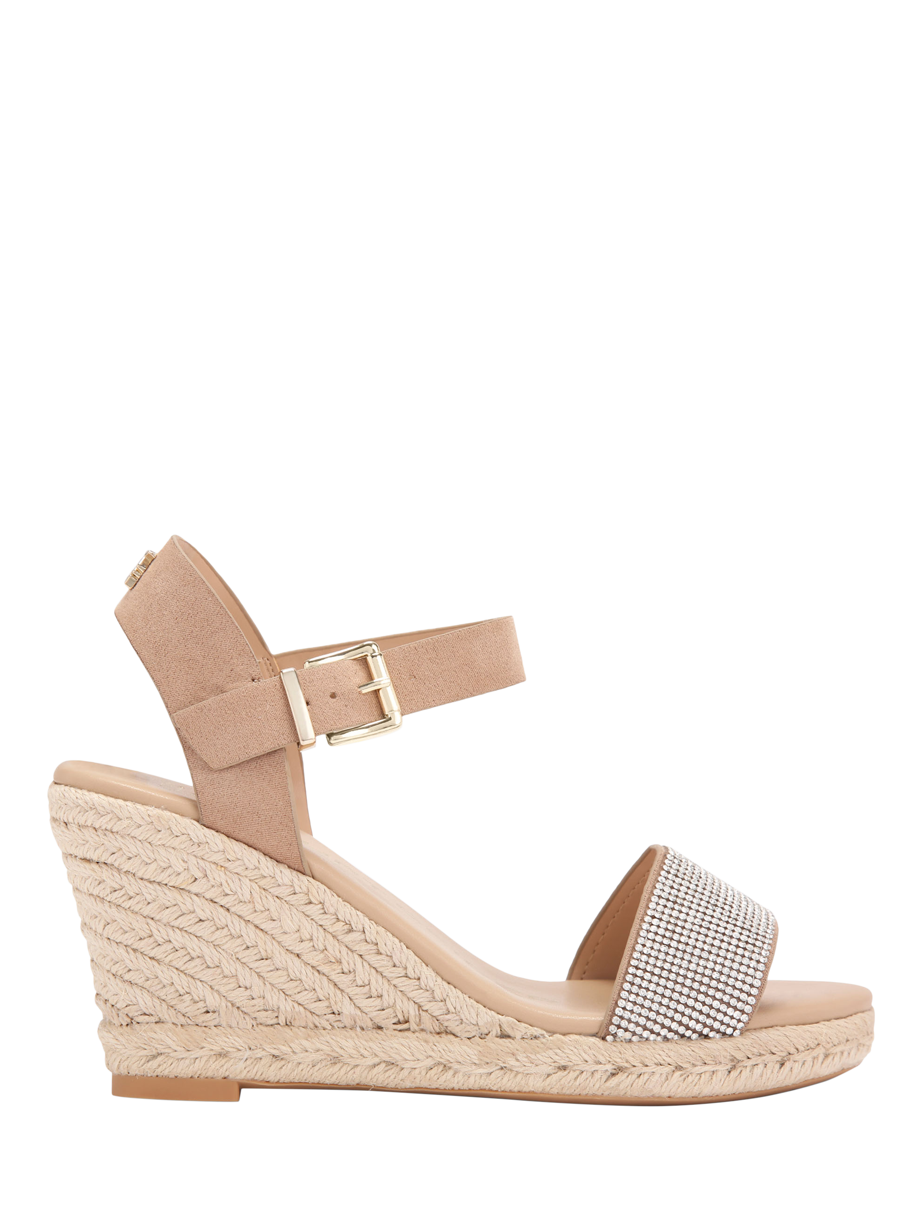 Product image 1 of 5, which shows KG Kurt Geiger Paisley Bling Wedge Heeled Espadrilles, Silver, 3