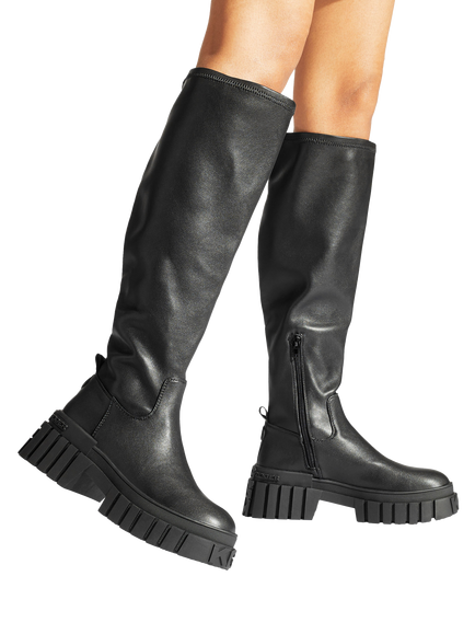 KG Kurt Geiger Tegan Sock Knee2 Chunky Knee High Boots, Black - view 2, Black