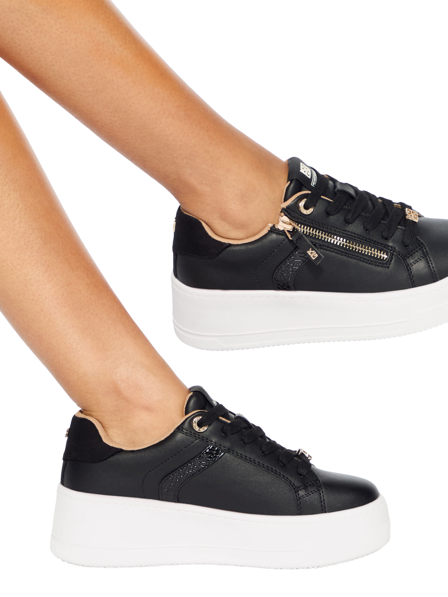 Product image 2 of 5, which shows KG Kurt Geiger Lottie Lace Up Trainers, Black, 3