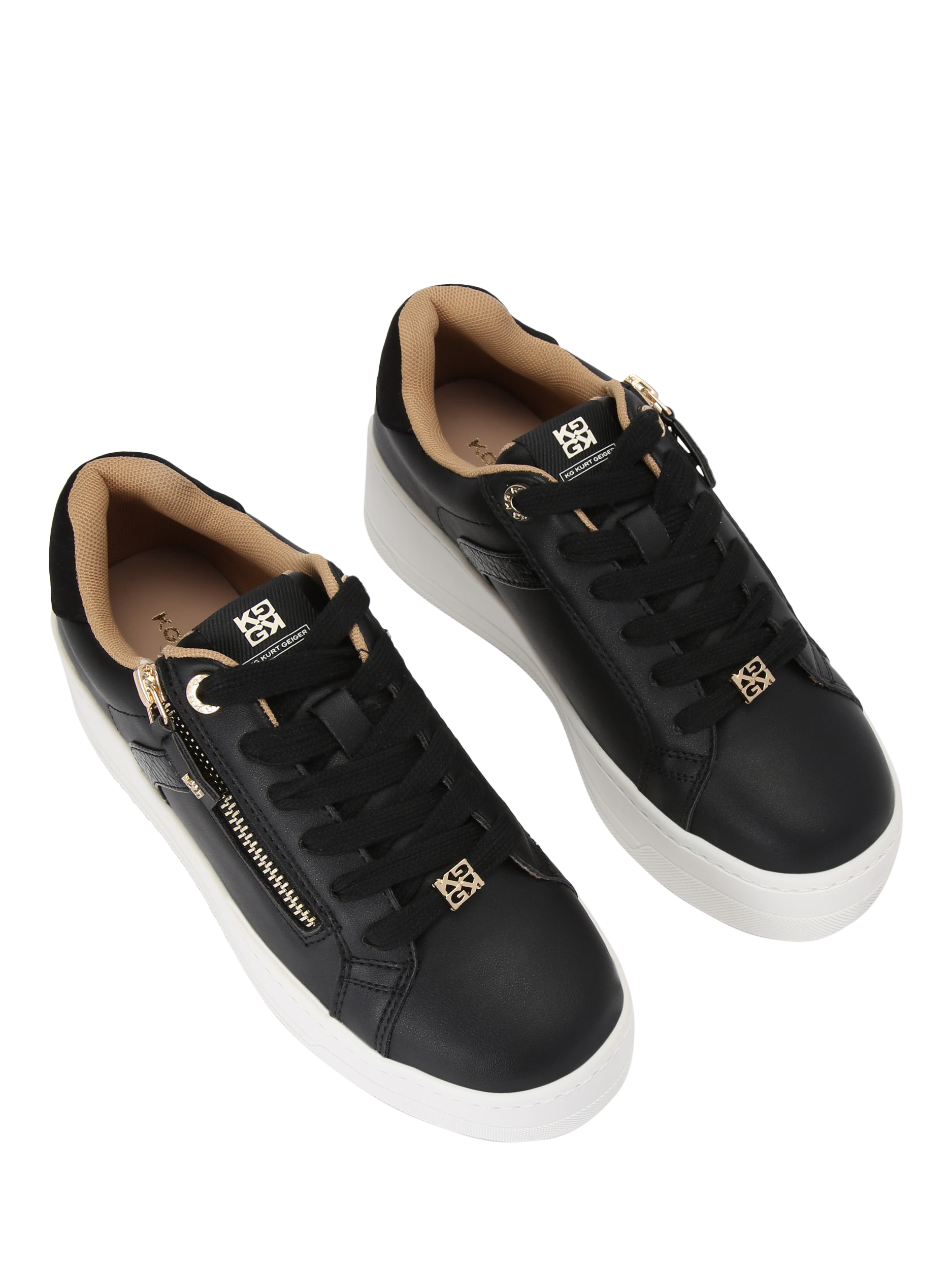 Product image 3 of 5, which shows KG Kurt Geiger Lottie Lace Up Trainers, Black, 3