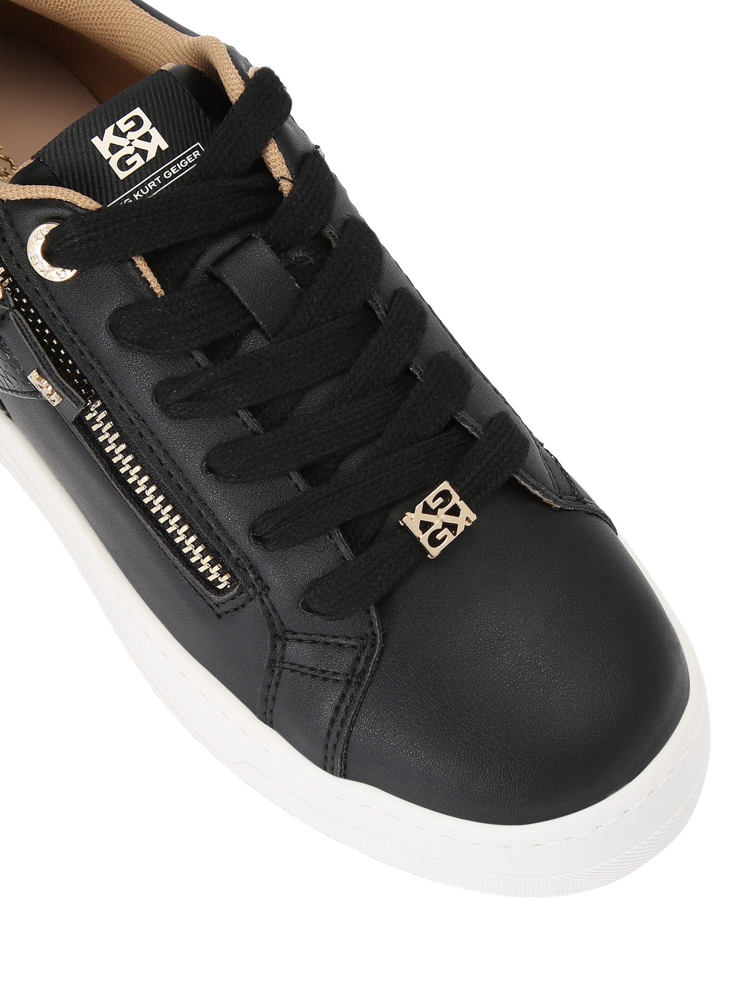 Product image 5 of 5, which shows KG Kurt Geiger Lottie Lace Up Trainers, Black, 3