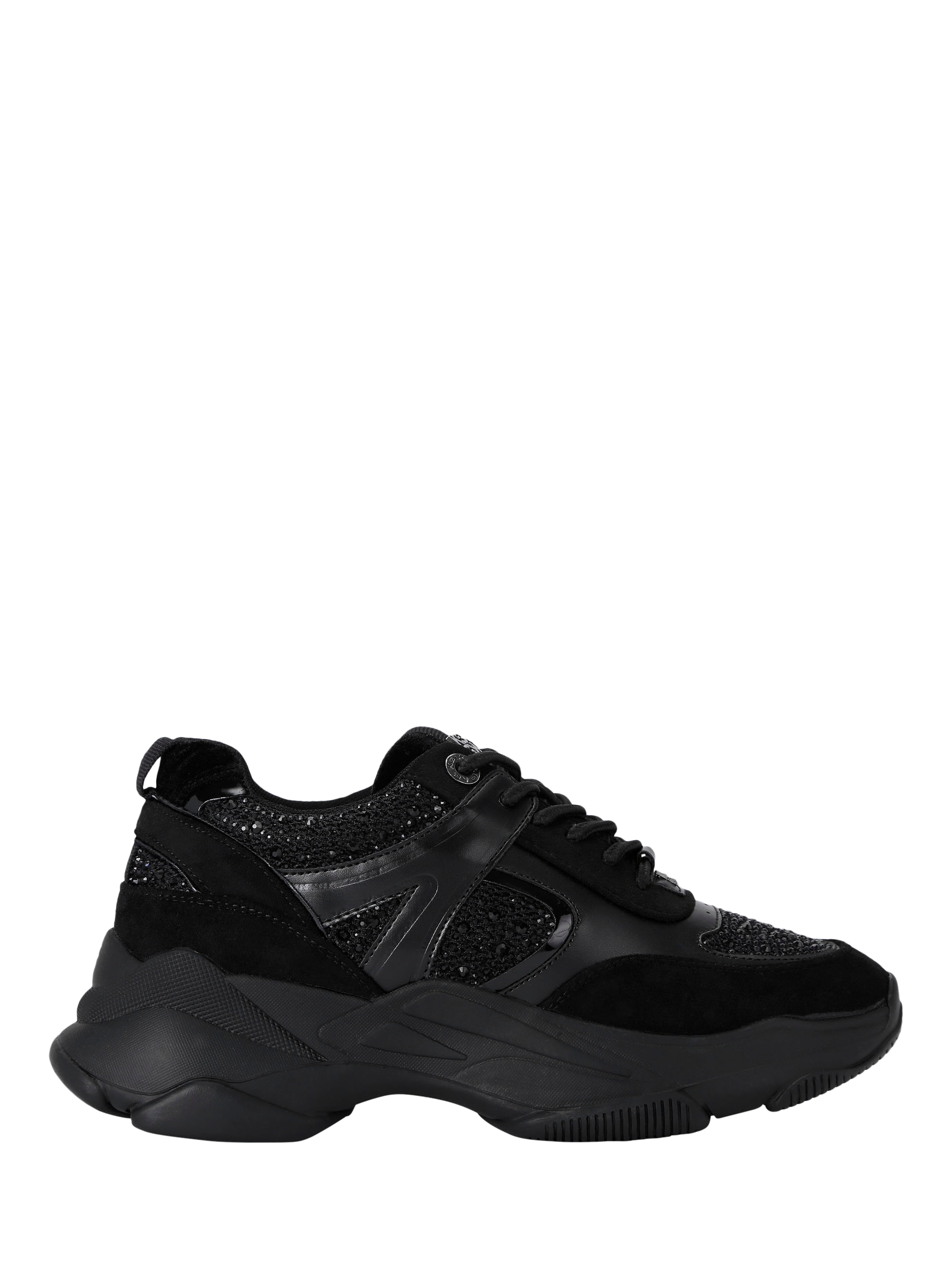 Product image 1 of 5, which shows KG Kurt Geiger Lucile Lace Up Gem Trainers, Black, 3